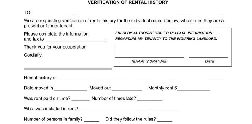writing tenant verification form stage 1
