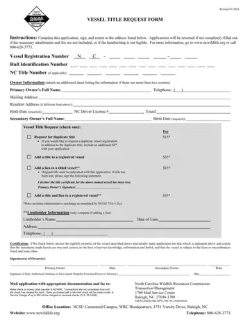 Vessel Title Request Form Preview