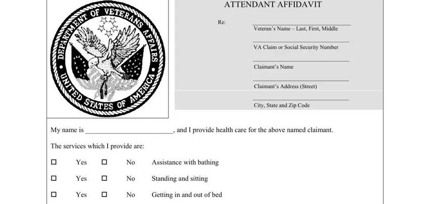 veterans affair attendant affidavit pdffiller com gaps to fill in