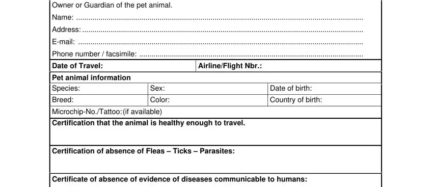 filling in veterinary certificate part 1