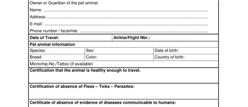 United airlines pet 2024 health certificate form