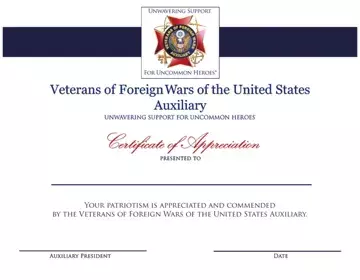 Vfw Certificate Of Appreciation Template Preview