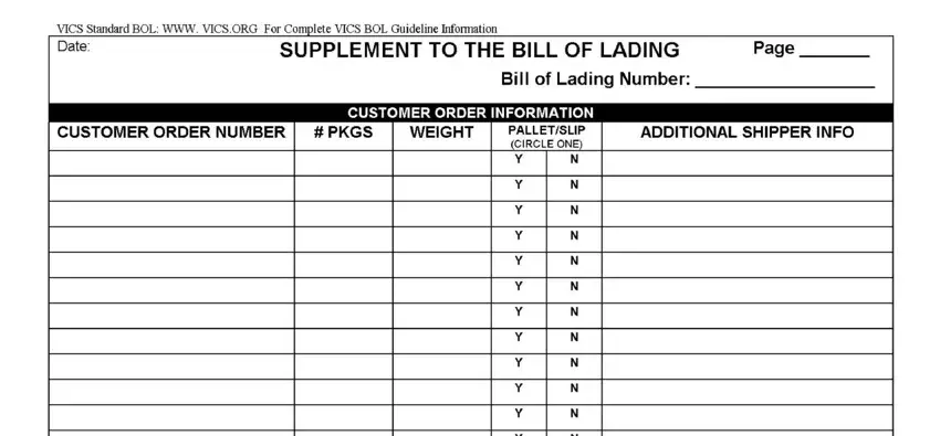 standard bol download Page, and CUSTOMERORDERINFORMATION fields to fill