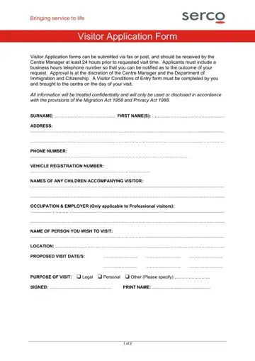 Villawood Detention Centre Booking Form Preview