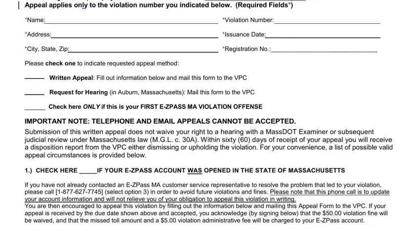 dispute toll violation appeal letter sample empty fields to fill in