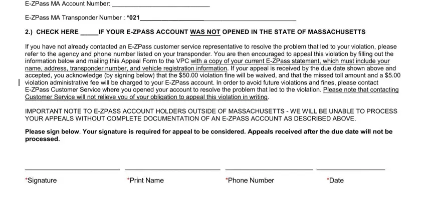 Filling in dispute toll violation appeal letter sample step 2
