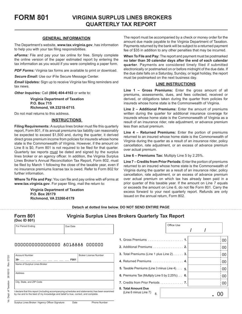 Virginia Form 801 first page preview