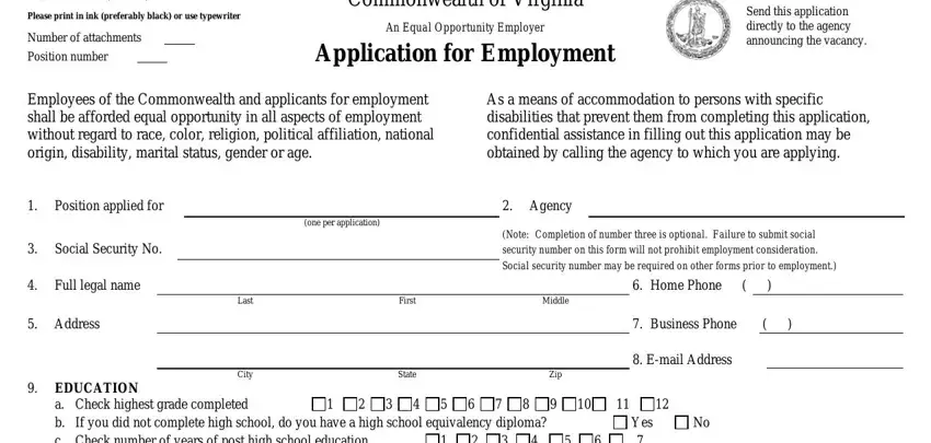 filling out employment virginia application part 1