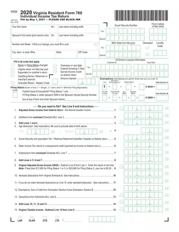 Virginia State Tax Return Form 760 Preview
