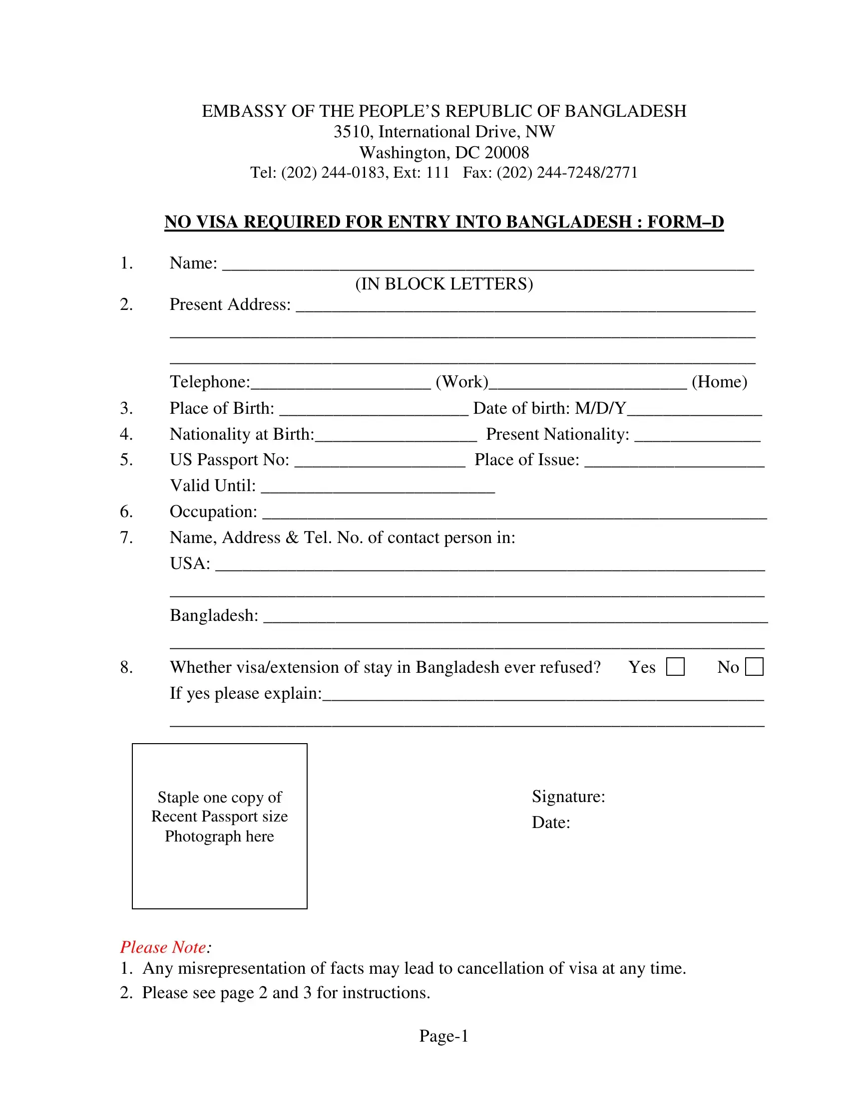 Visa Bangladesh Form Fill Out Printable PDF Forms Online