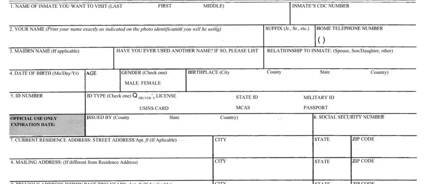 stage 1 to filling in cdcr 106 visiting