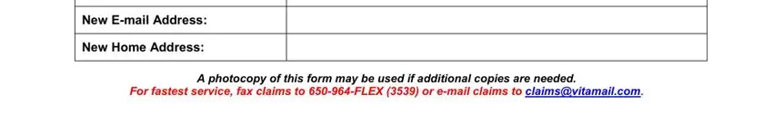vita flex forms New Email Address, New Home Address, and A photocopy of this form may be fields to complete
