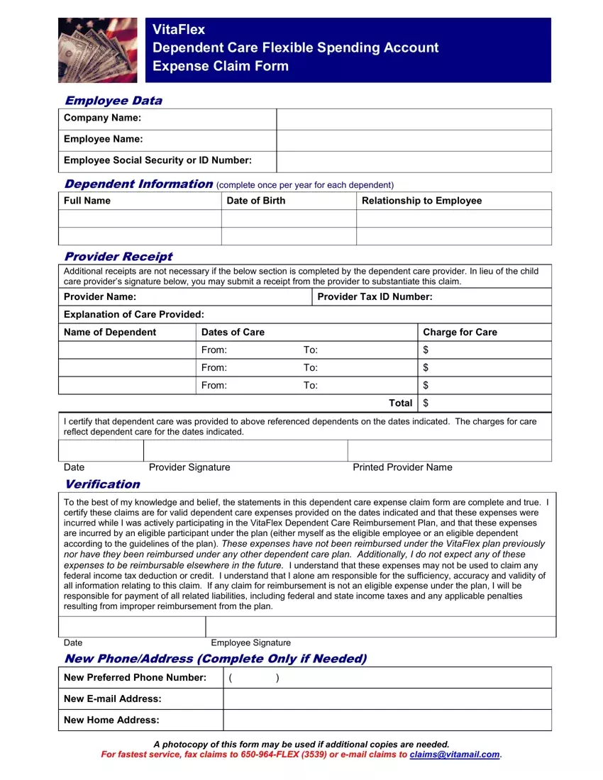 Vita Flex Fsa Medical Claim Form first page preview