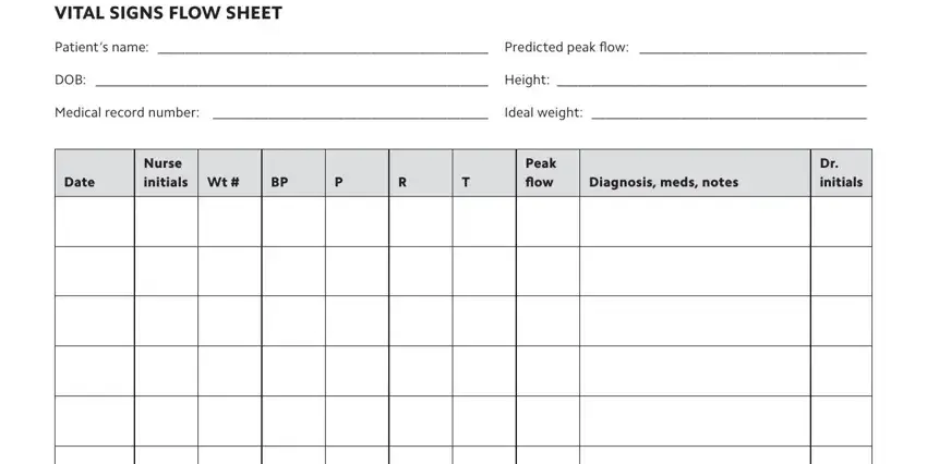 printable vital signs flow sheet spaces to consider