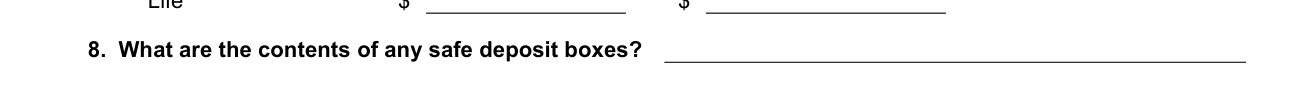 Form VN233 example filled out, safe deposit boxes