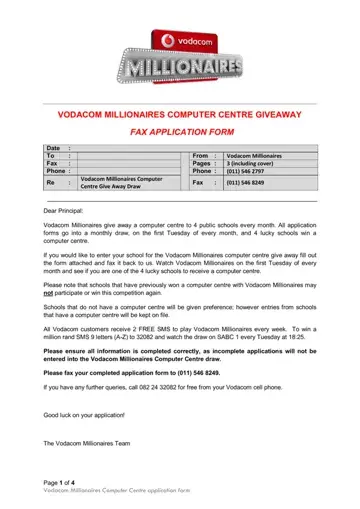 Vodacom Sponsorship Application Form Preview