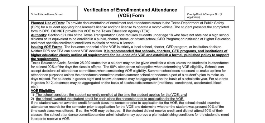 verification of enrollment spaces to complete