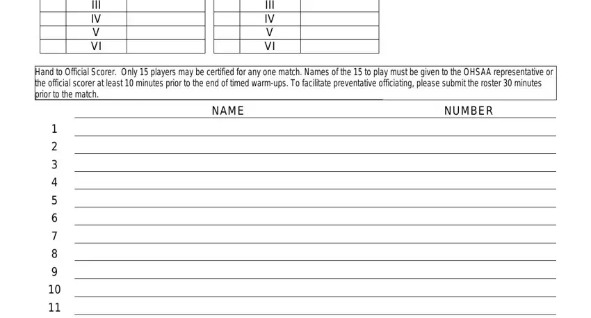 Entering details in middle school volleyball lineup sheet step 2