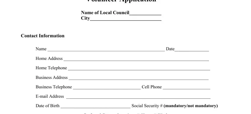 part 1 to completing printable volunteer form pdf