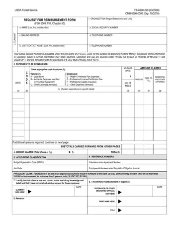Volunteer Reimbursement Request Form Preview
