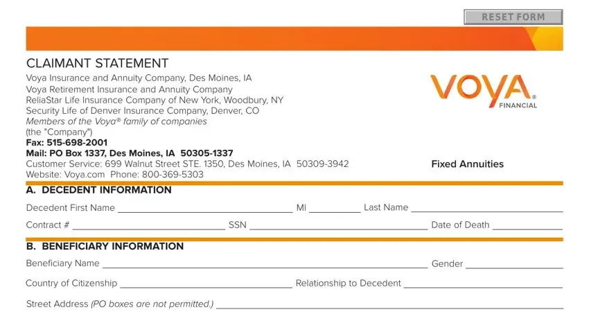 voya claim forms spaces to fill in