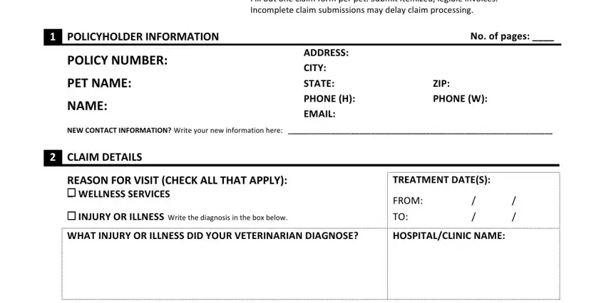 vpi pet insurance claim form empty spaces to complete