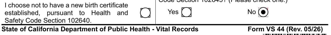 Form VS 44 example filled out, 15. The name and address of the hospital omitted