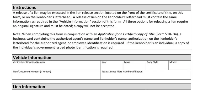 texas release of lien vehicle form gaps to fill out