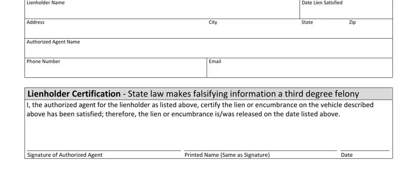 Filling out texas release of lien vehicle form part 2