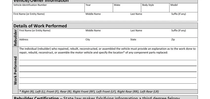 entering details in vtr 61 rebuilt vehicle statement part 1