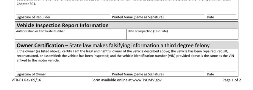 Filling out vtr 61 rebuilt vehicle statement stage 2