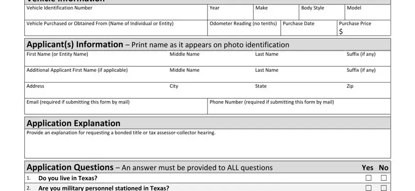 texas vtr 130 empty fields to fill out