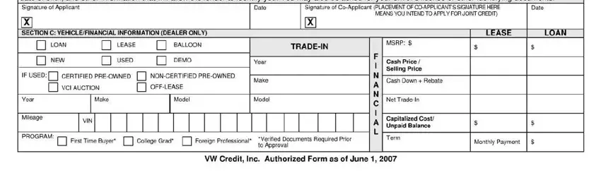 Completing volkswagen credit application pdf step 3