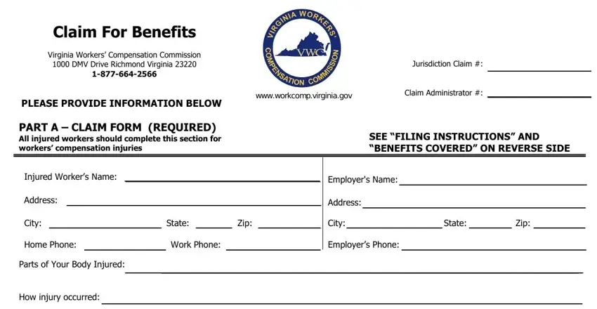 part 1 to filling in claim form