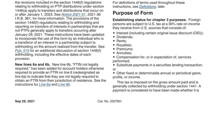 w8ben irs Guidance under section f The Tax, New lines a and b New line b FTIN, General Instructions For, Establishing status for chapter, This tax is imposed on the gross, Sep, and Cat No H blanks to insert