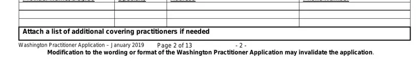 Filling in washington credentialing application step 5