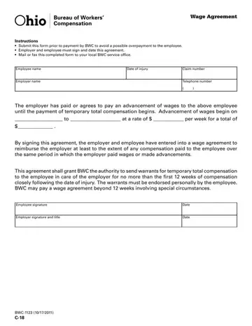 Wage Agreement Form Ohio Preview