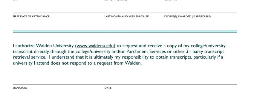 Completing walden university transcript request online step 2