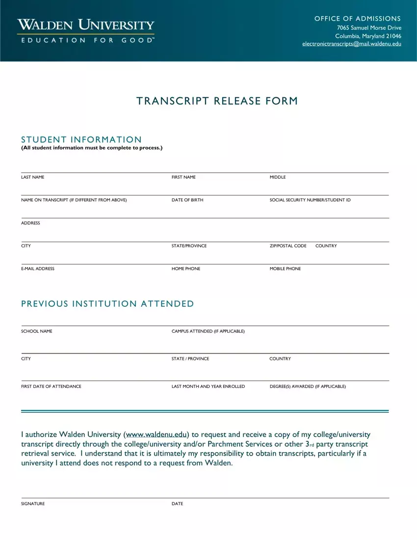 Walden University Transcripts first page preview