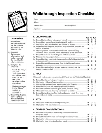 Walkthrough Inspection Checklist Form Preview