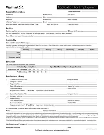 Walmart Application Form Preview