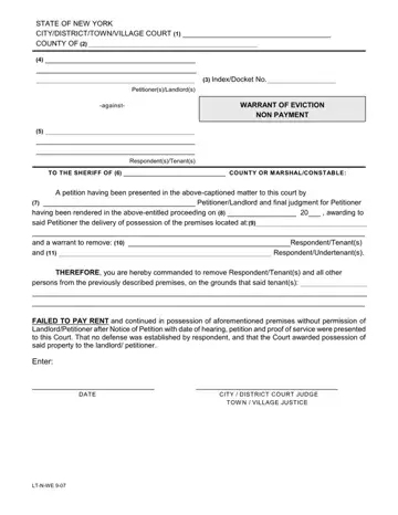Warrant Eviction Non Payment Form Preview