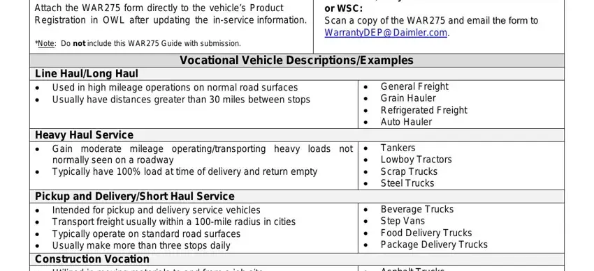 portion of empty spaces in freightliner warranty registration form