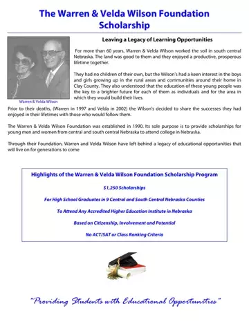 Warren And Velda Wilson Scholarship Preview