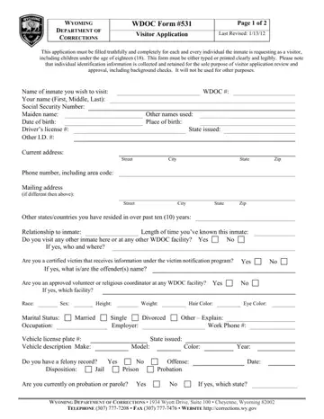 Wdoc Form 531 Preview