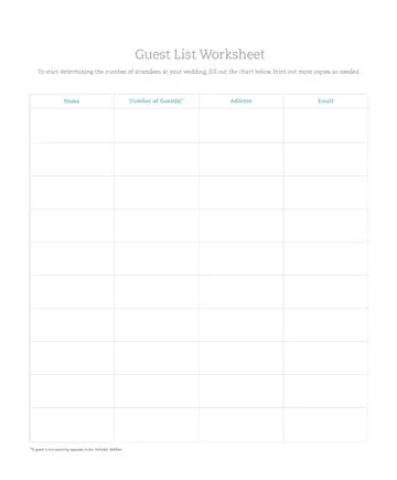 Wedding Guest List Template Form Preview