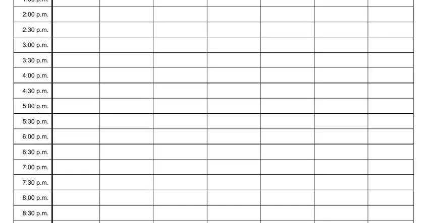 Filling in calendar worksheet form stage 2