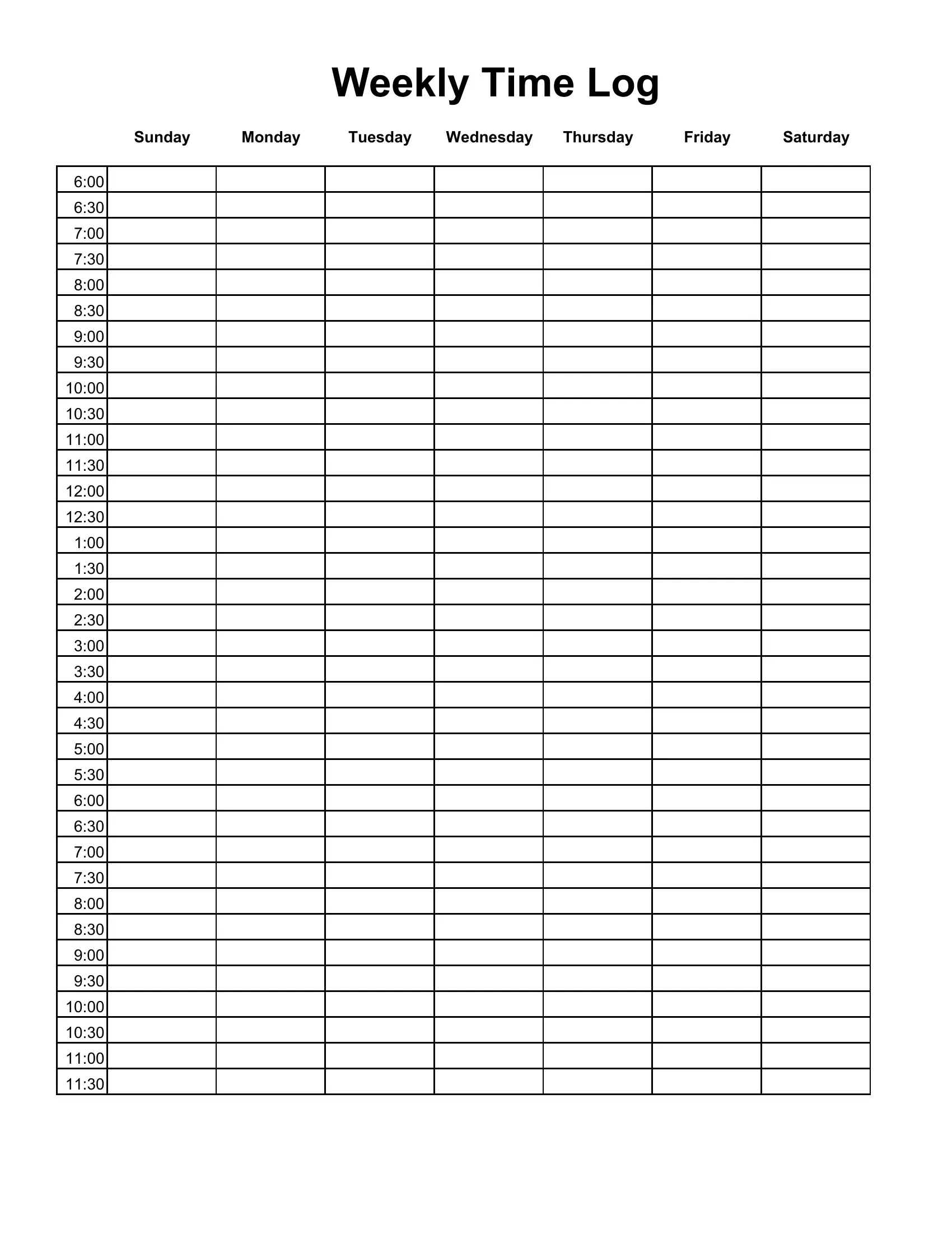 Weekly Time Log Form ≡ Fill Out Printable Pdf Forms Online
