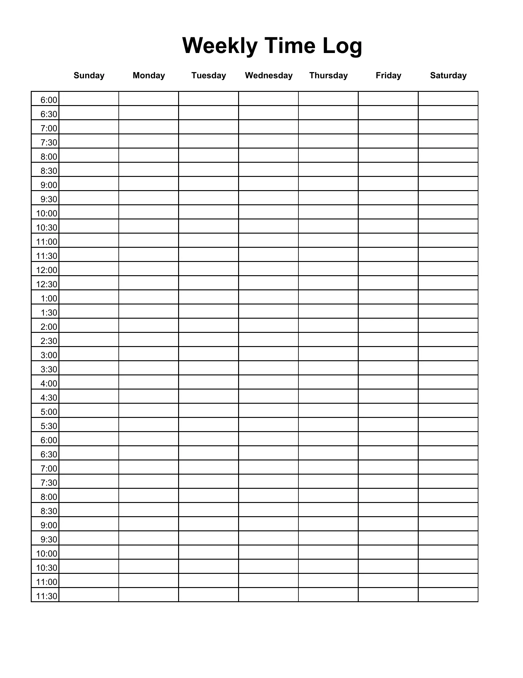 Weekly Time Log Form Fill Out Printable PDF Forms Online