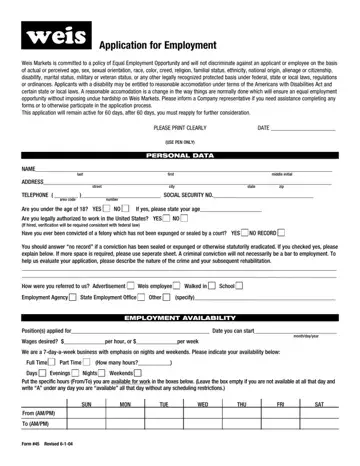 Weis Employment Application Preview